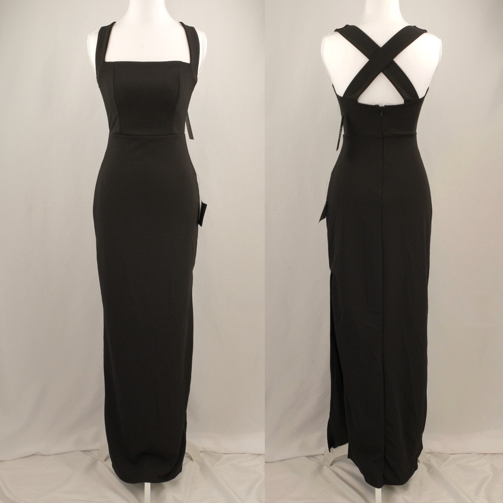 Lulu's Glamorous Dedication Sleeveless Criss-Cross Back Column Maxi Dress, XS